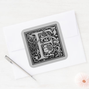 Sticker Carré Lettre majuscule F matte argent de William Morris