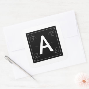 Sticker Carré Lettre Monogramme A de Frame and Flourish sur fond