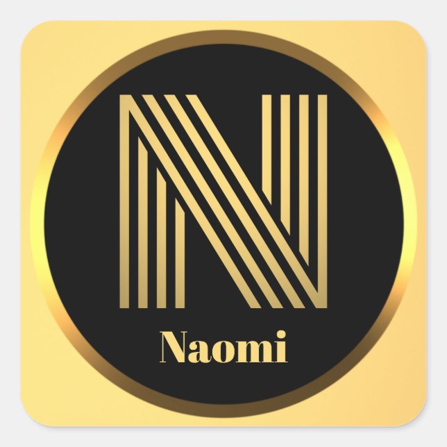 STICKER CARRÉ LETTRE MONOMOBILE EN OR PERSONNALISÉ N (Devant)