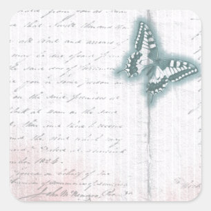 Sticker Carré Lettre papillon vintage