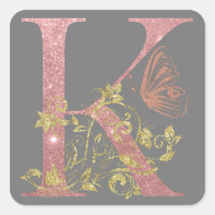 Sticker Carré LETTRE Parties scintillant rose FLASH K