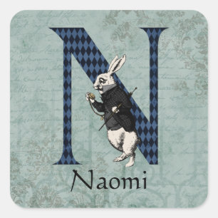 Sticker Carré LETTRE ROBE BLANCHE WONderland N