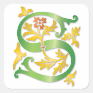 Sticker Carré Lettre S Monogram Fleur de lis