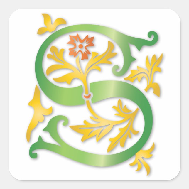 Sticker Carré Lettre S Monogram Fleur de lis (Devant)