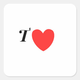 Sticker Carré Lettre T Cœur - Conception d'amour initiale de la