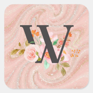 Sticker Carré Lettre W