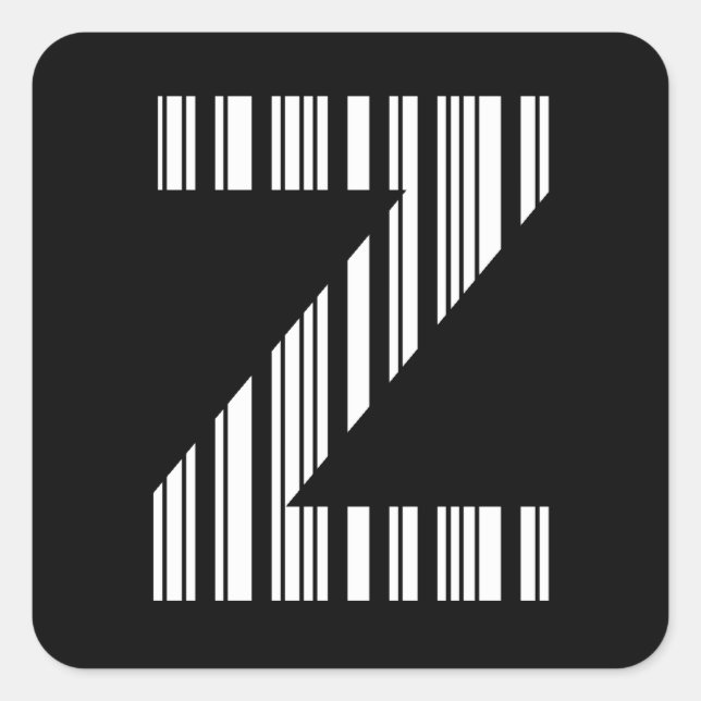 Sticker Carré LETTRE Z CODE BARRE Premier Motif de code barre in (Devant)