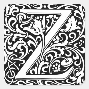 Sticker Carré Lettre Z Monogramme Médiéval Art Nouveau