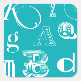 Sticker Carré Lettres décoratives sur Arrière - plan bleu