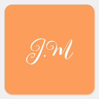 Sticker Carré Lettres initiales monogramme couleur unie orange f
