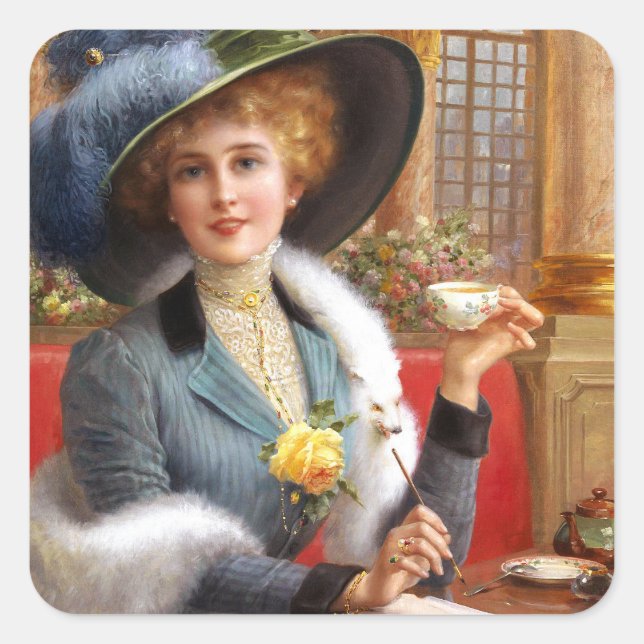 Sticker Carré Lettres Tombées Et Thé (Devant)