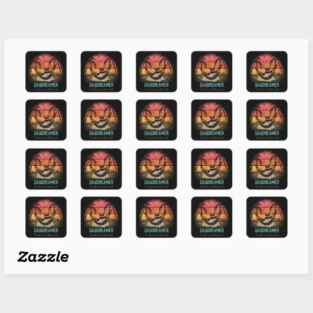 Sticker Carré L'évasion tropicale du Chat Cool (Feuille)