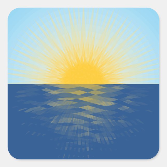 Sticker Carré Lever de soleil sur l'océan Nouveaux débuts (Devant)