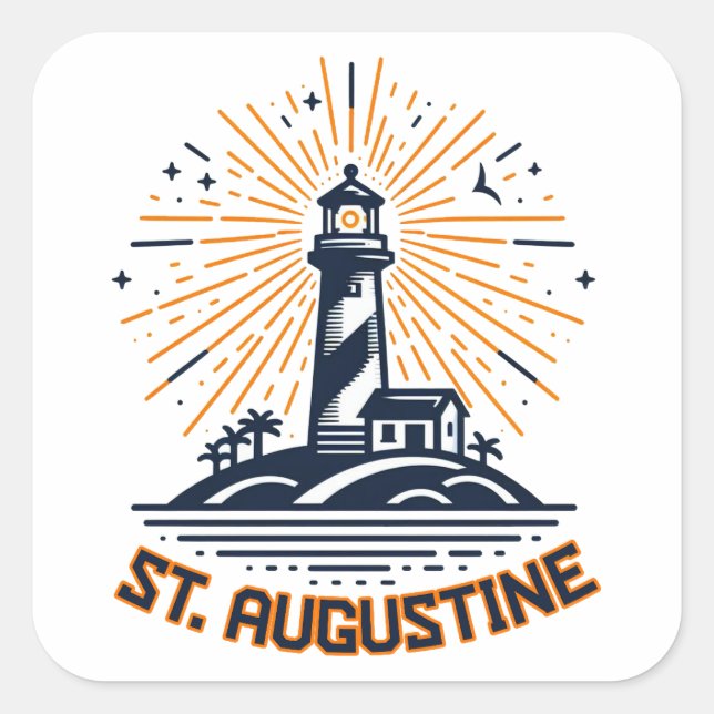 Sticker Carré Lever du soleil au phare de St. Augustine Floride (Devant)