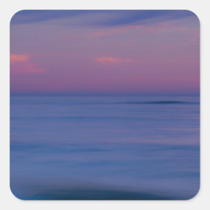 Sticker Carré Lever du soleil violet sur la côte océanique
