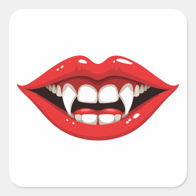 Sticker Carré Lèvres de vampire rouges (Devant)