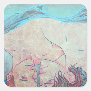 Sticker Carré Lèvres lâches