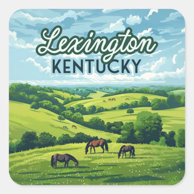 Sticker Carré Lexington Kentucky Horloges Bluegrass Fermes Vinta (Devant)