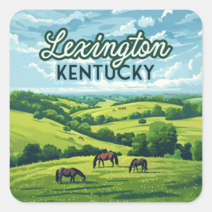 Sticker Carré Lexington Kentucky Horloges Bluegrass Fermes Vinta