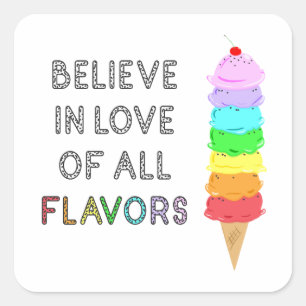 Sticker Carré Lgbt Diversity Glace Cream Love of All Flavours Ci