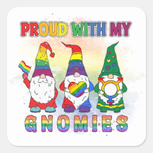 Sticker Carré LGBT Fier Avec Mes Gnomies