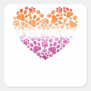 Sticker Carré LGBT-Q Chien Empreinte de patte Lesbian Pride Rain