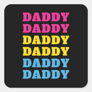 Sticker Carré LGBTQ Daddy Pansexual Pride Papa Fête des pères