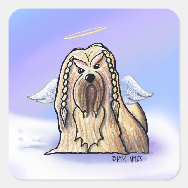 Sticker Carré Lhasa Angel KiniArt (Devant)
