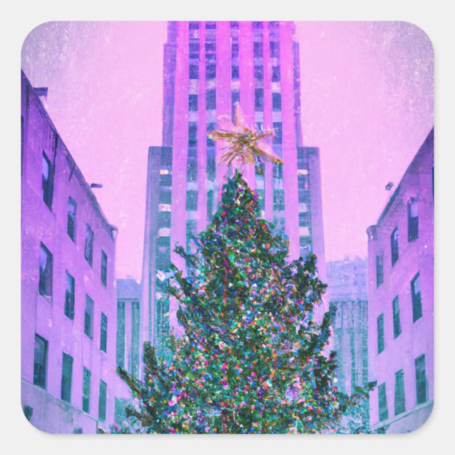 Sticker Carré L'hiver en ville (Devant)