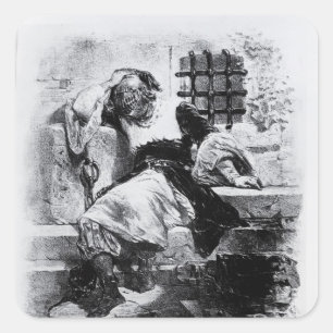 Sticker Carré L'homme dans le masque de fer dans sa prison