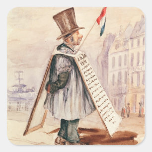 Sticker Carré L'homme de panneau publicitaire porté par un