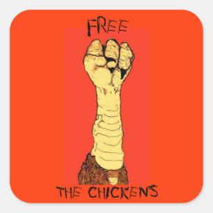 Sticker Carré Libérez l'autocollant de poulets