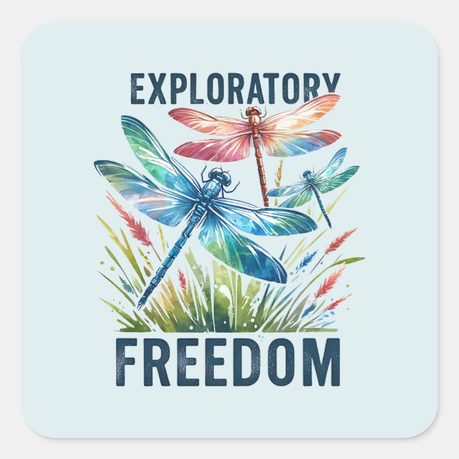 Sticker Carré Liberté exploratoire - libellule artistique (Devant)