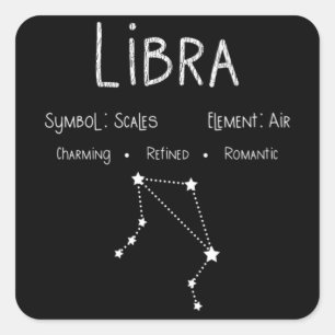 Sticker Carré Libra Horoscope Astrologie Étoile signe cadeau d'a