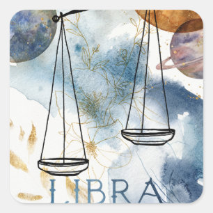 Sticker Carré Libras balance anniversaire zodiaque astrologie bl