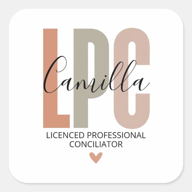 Sticker Carré Licensed Professional Counselor Gifts, LPC Therapi (Devant)