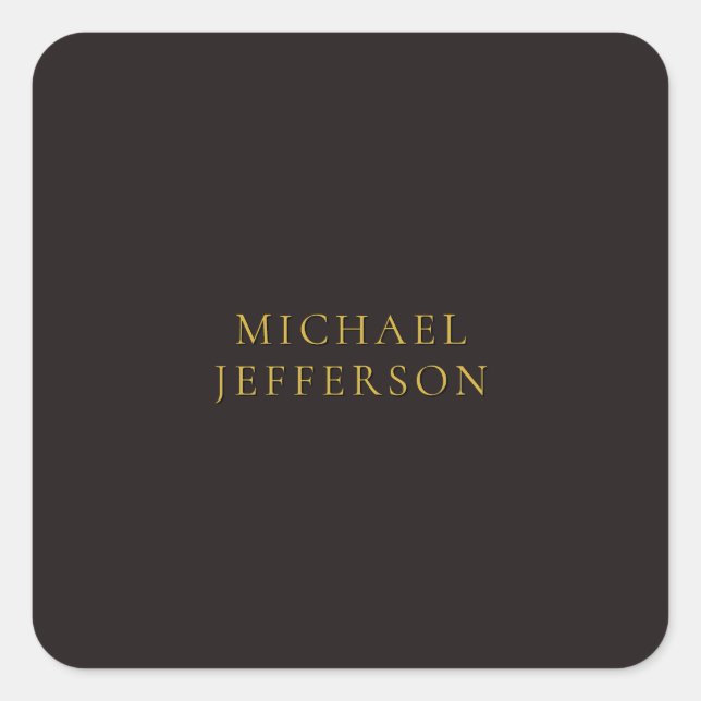Sticker Carré Licorice Black Gold Minimalist Plain Modern Name (Devant)