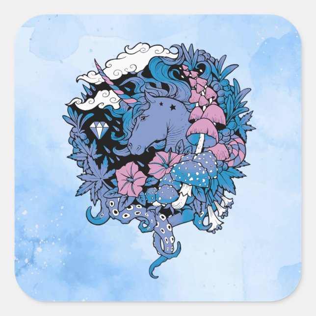 Sticker Carré Licorne (Devant)