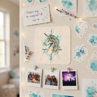 Sticker Carré Licorne