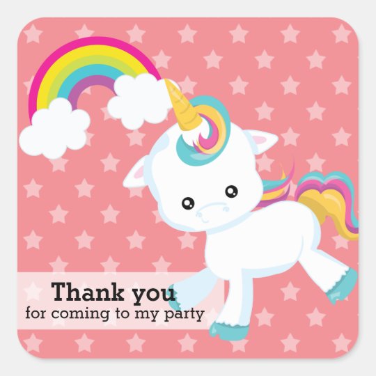 Sticker Carre Licorne De Bebe Choisissez Votre Couleur Zazzle Fr