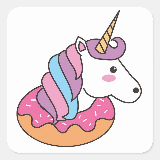 Sticker Carré Licorne donut (Devant)