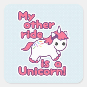 Sticker Carré Licorne drôle