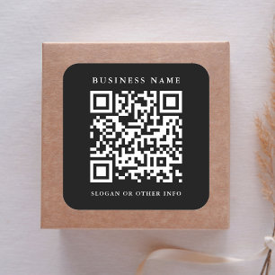 Sticker Carré Lien Code QR Nom d'entreprise Minimaliste Noir