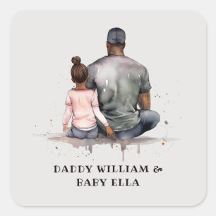 Sticker Carré Lien père et fille noir (4)