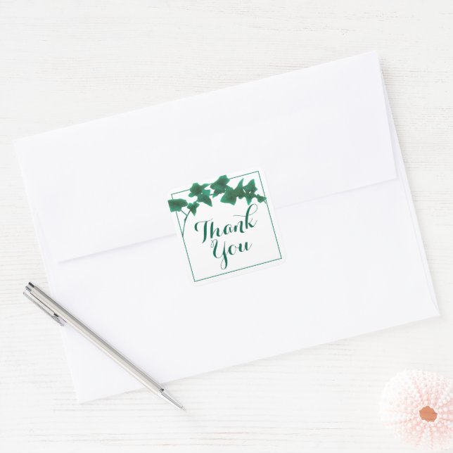 Sticker Carré Lierre anglais aquarelle classique vert      (Enveloppe)
