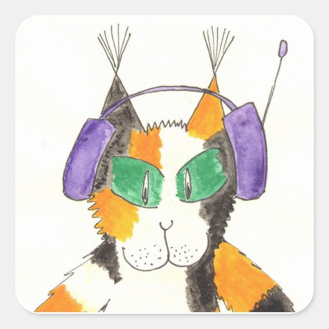 Sticker Carré Lieutenant Moppet Cats Go Interplaned (Devant)