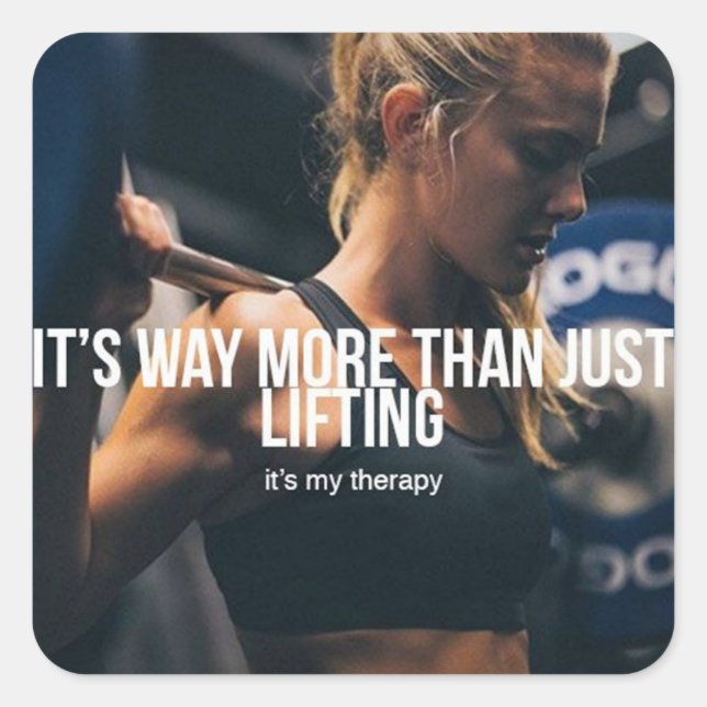 Sticker Carré Lifting Is My Therapy - entraînement de gym pour f (Devant)