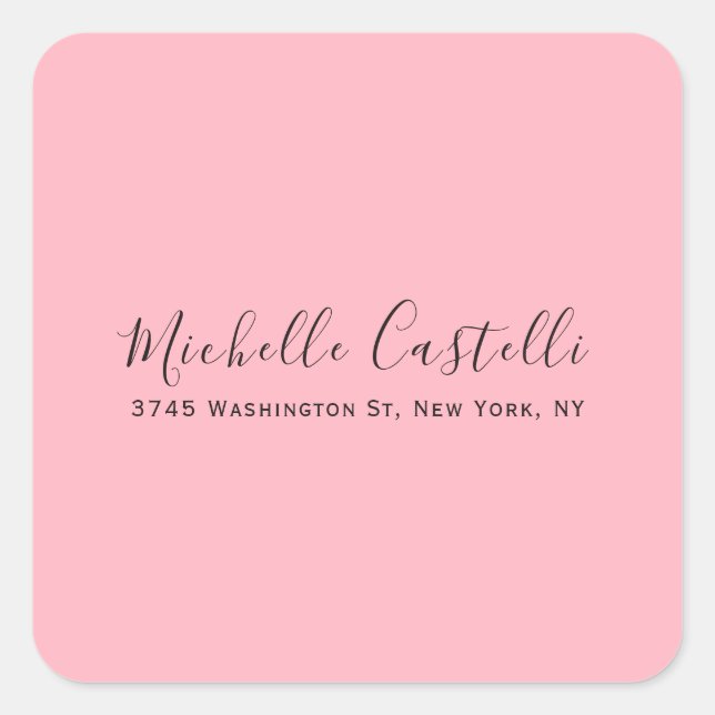 Sticker Carré Light Pink Professional Unique Classic Handwriting (Devant)