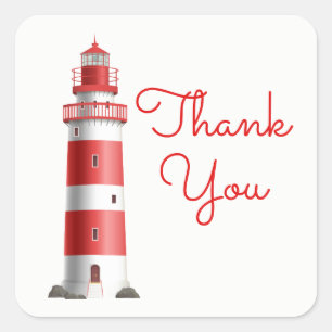 Sticker Carré Lighthouse Red Merci Beach Wedding Ocean Beach