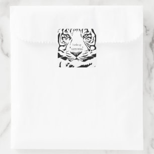 Sticker Carré Ligne B&W personnalisable Tiger Gris Yeux